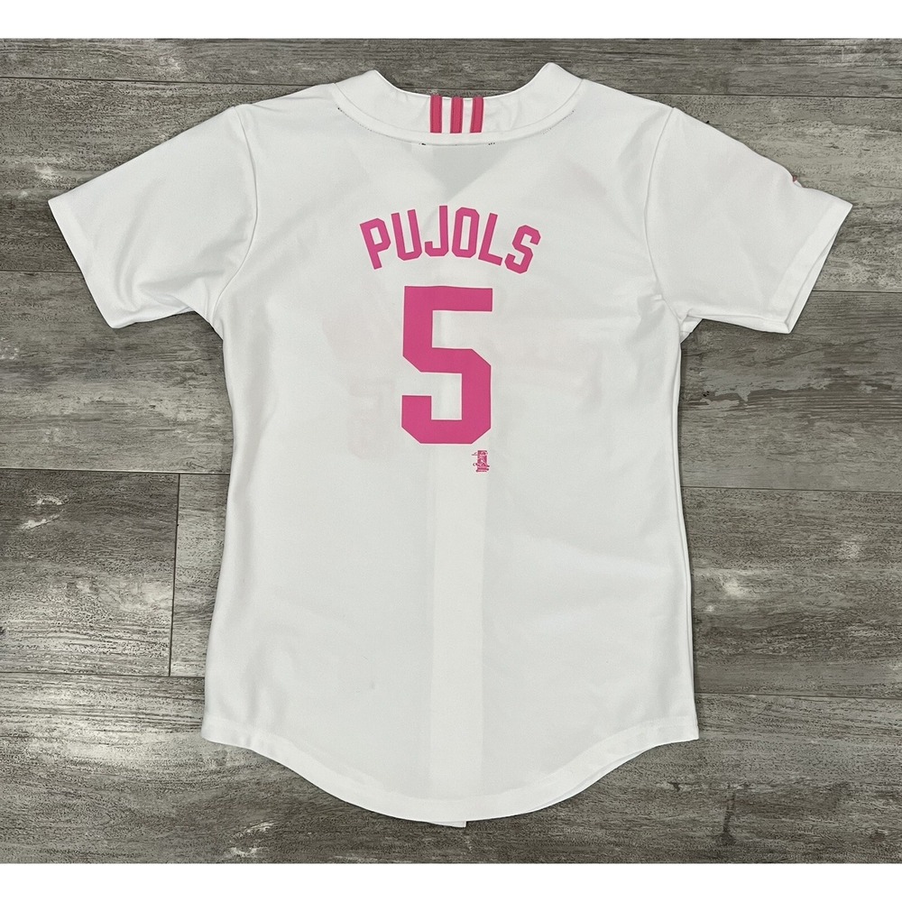 Adidias Womens Albert Pujols Mothers Day Pink Jersey Size XL Rare New With Tags - Picture 3 of 8